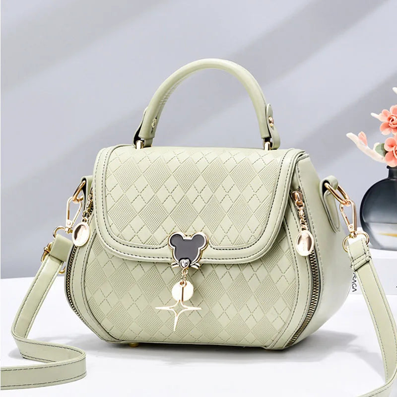 Women's Genuine Leather Tote Handbag - Luxury Designer Bow Bucket Bag