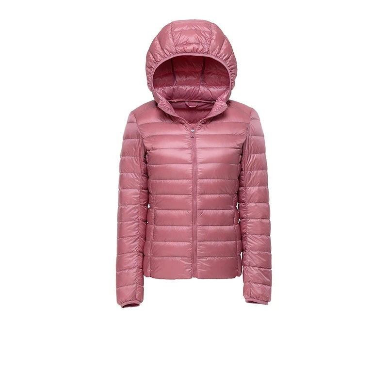 Women Hooded Short Puffer Jackets Arrivals 90 White Duck | OWNLUXE