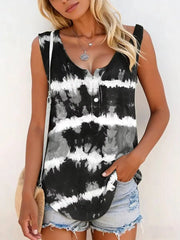 Tie-Dye V-Neck Sleeveless Relaxed-Fit Tank Top | OWNLUXE