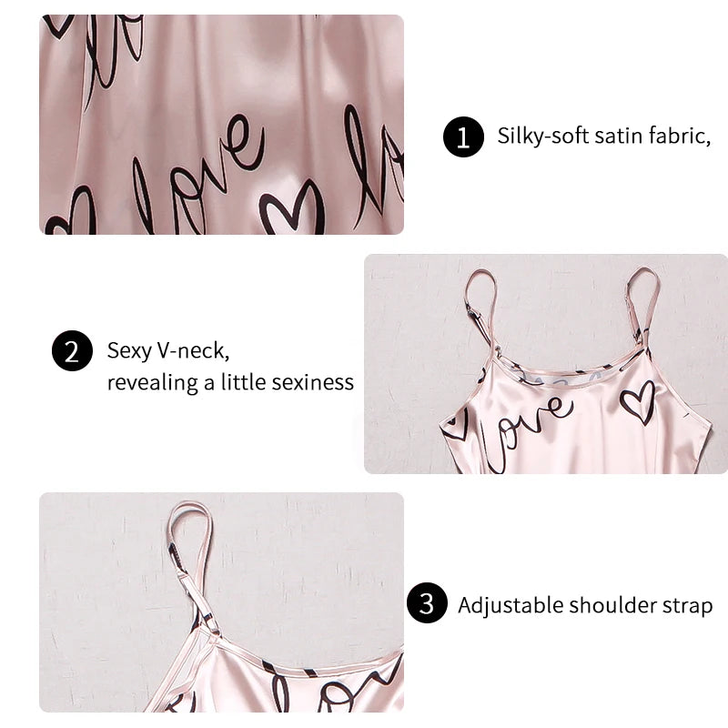 Elegant Full-Length V-Neck Print Pajama Set – Soft & Stylish Loungewear