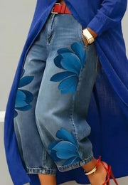 Women's High Waist Wide Leg Denim Pants (Yellow) | OWNLUXE