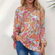 Plus Size Floral Pullover Top – Loose Fit Everyday Tee