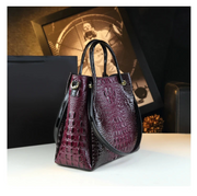 Genuine Leather Crocodile Print Tote - 2025 Trend Bucket Bag
