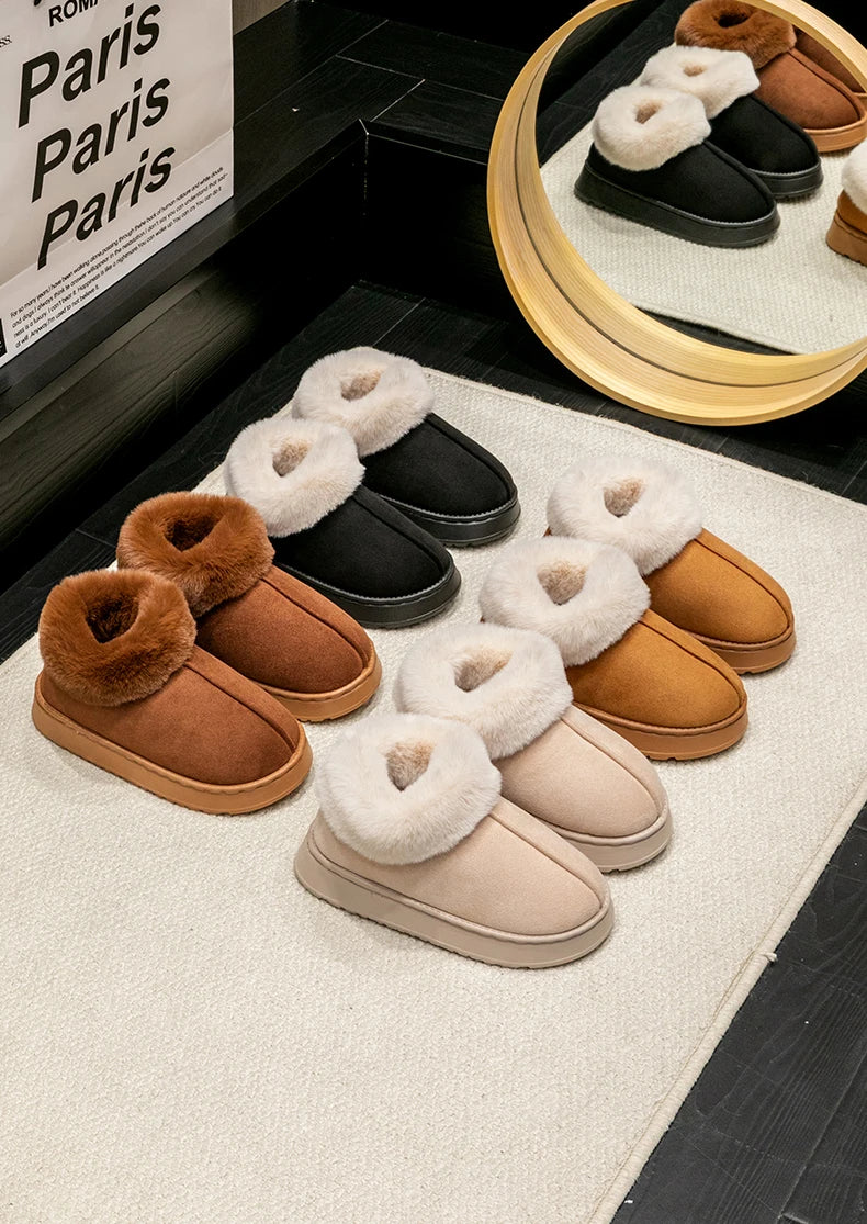 Women’s Plush Snow Boots – Faux Fur Winter Indoor Slippers