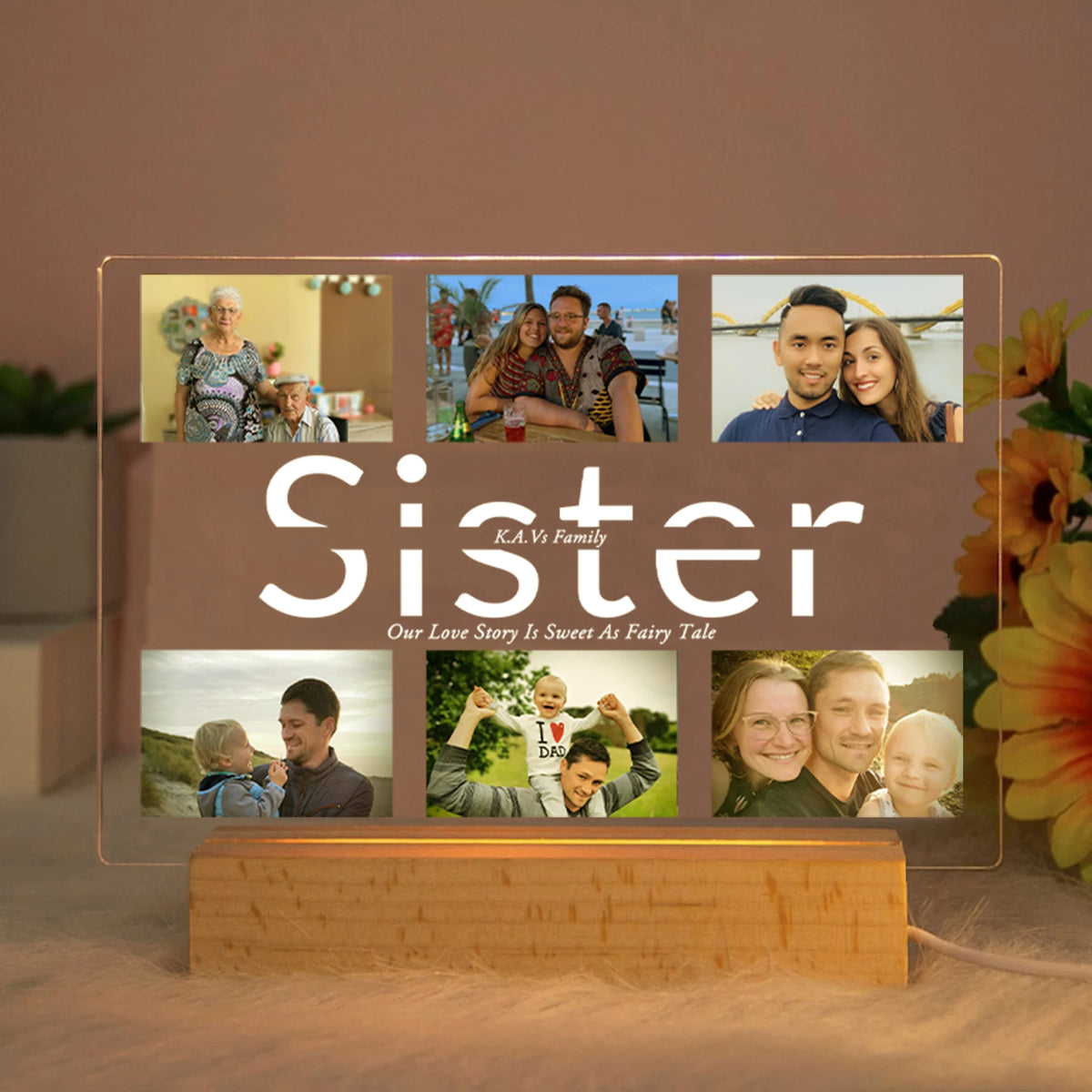 Custom Acrylic Lamp Personalized Photo Text Bedroom | OWNLUXE
