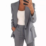 Load image into Gallery viewer, ✨ Women&#39;s 2-Piece Office Set – Chic Blazer &amp; Trousers | Ensemble 2 pièces femme – Blazer chic et pantalon
