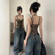 Mesh Leopard Print Vest Top | OWNLUXE