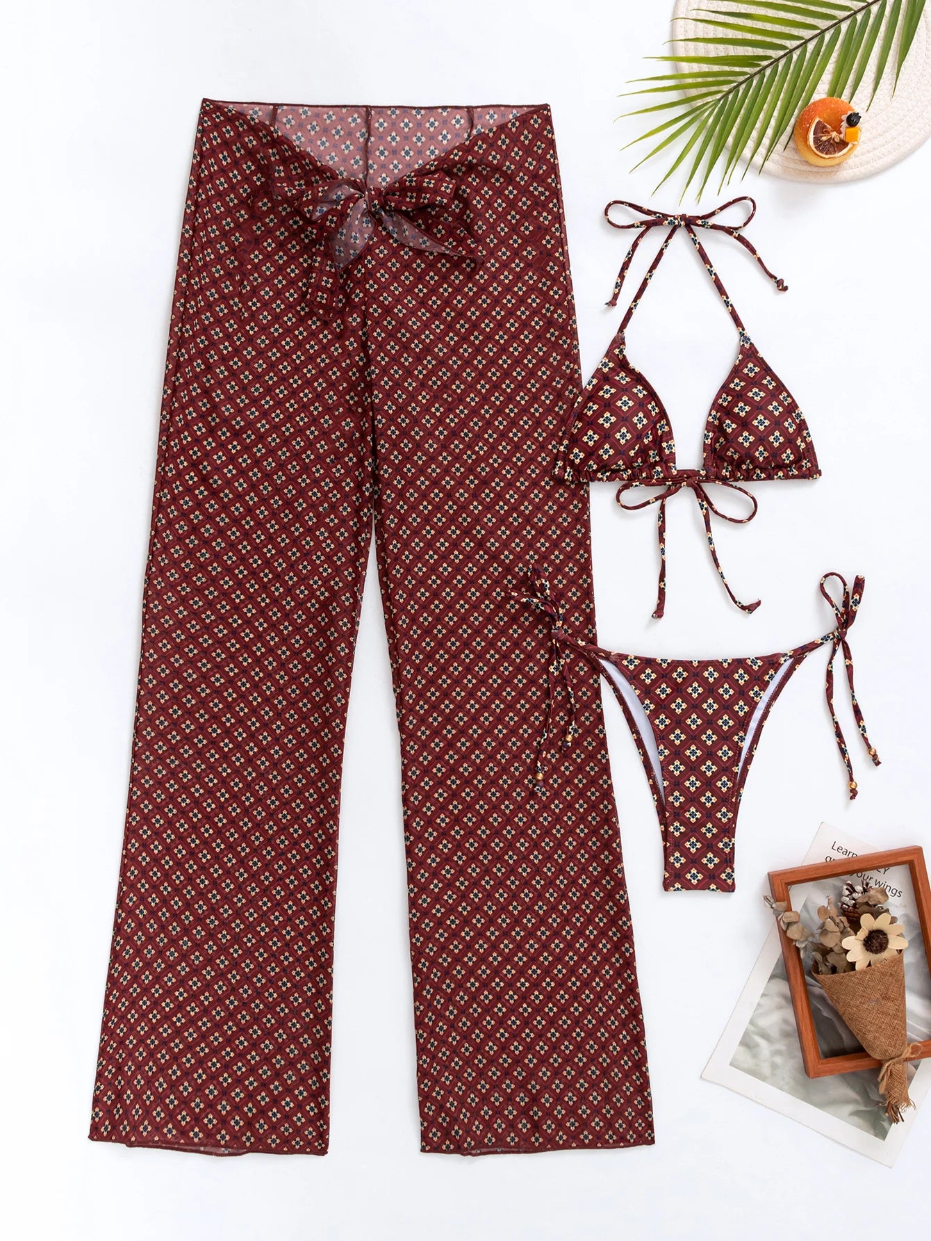 High-Waist 3-Piece Floral Bikini Set – Versatile Fit