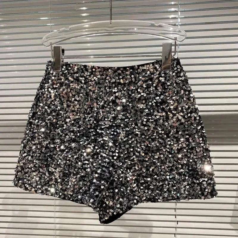 Velvet Sequin Shiny Shorts | OWNLUXE