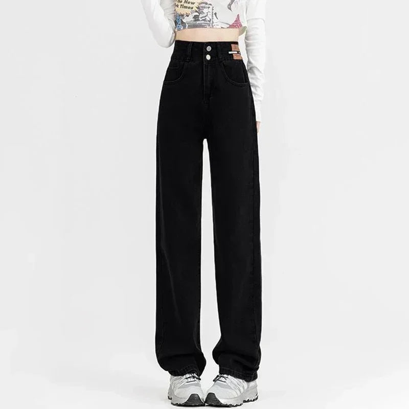 Winter Fleece-Lined Jeans - Thermal High Waist Denim Pants