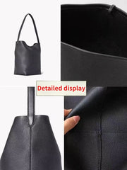 Soft PU Leather Bucket Bag Large Capacity Commuter Shoulder Handbag Lychee Pattern Women's Underarm Female Ladies Versatile