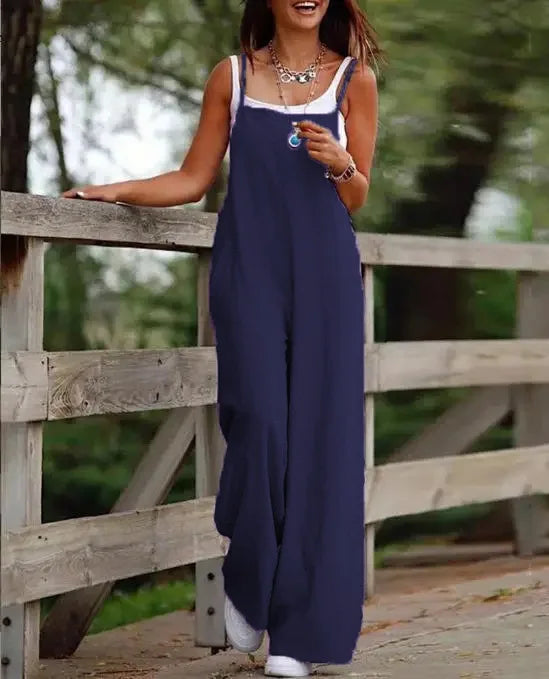 Summer High-Waist Wide Leg Jumpsuit – Full-Length Elegance