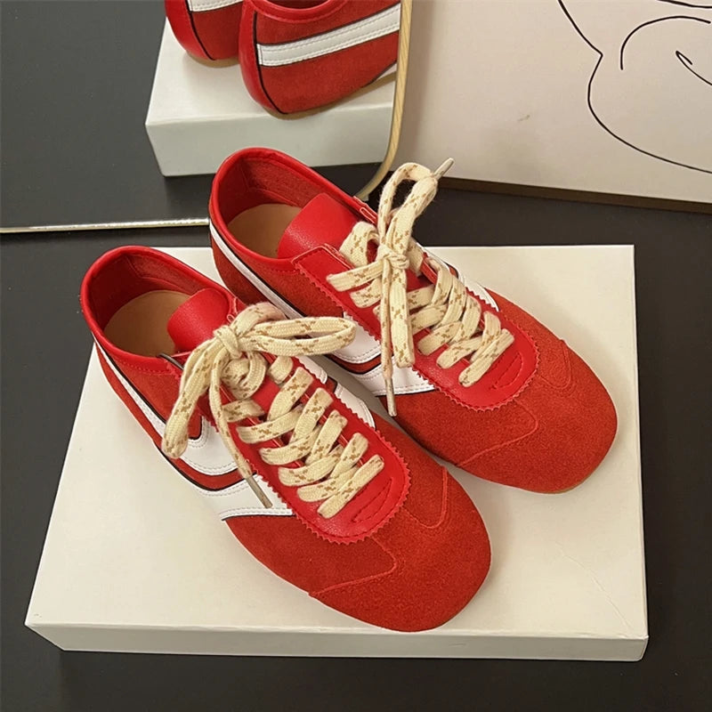 Women’s German-Inspired Leather Sneakers – Genuine Cowhide