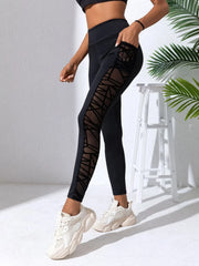 Mesh Yoga Patchwork High-Waist Leggings | OWNLUXE