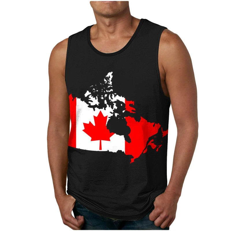 Canada Flag 3D Gym Tank Top – Quick-Dry Fitness Vest