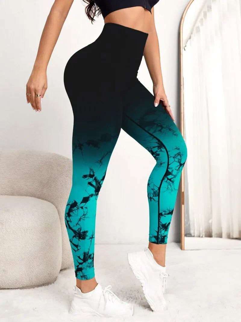 Seamless High Waist Scrunch Tie-Dye Leggings – Push-Up