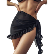 Ruffle Wrap Sheer Chiffon Swim Cover-Up | OWNLUXE