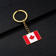Canada Flag Themed Keychain - Stainless Steel Oil-Drop Pendant Unisex Accessory