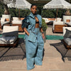 Women's Wide Leg Denim Two Piece Jacket | OWNLUXE