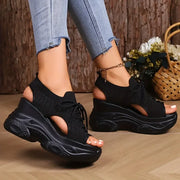Women's Round Toe Wedge Lace Sneakers – Shop at OWNLUXE