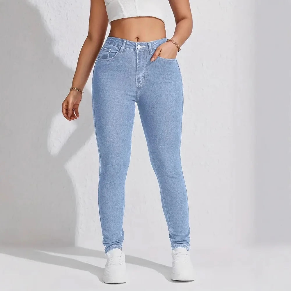 High Waist Skinny Jeans – Hip Lifting Stretch Denim