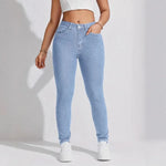 Load image into Gallery viewer, Women High Waist Stretch Denim Jeans Hip Lifting Skinny Pencil Pants Ladies Full Length Slim Solid Color Trousers
