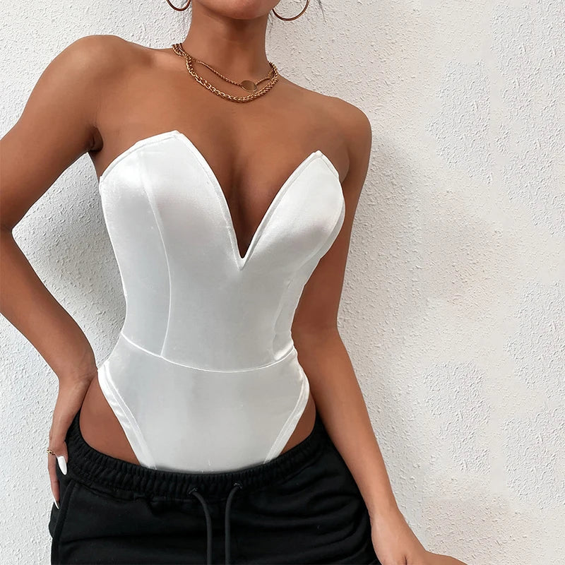 Deep V Neck Bodysuit Shapewear - Thong Waist Shaper with Underwire