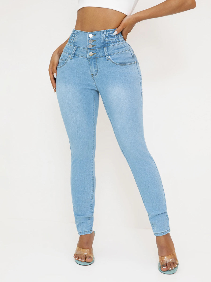 Butt-Lifting High-Waist Denim Slim-Fit Jeans | OWNLUXE