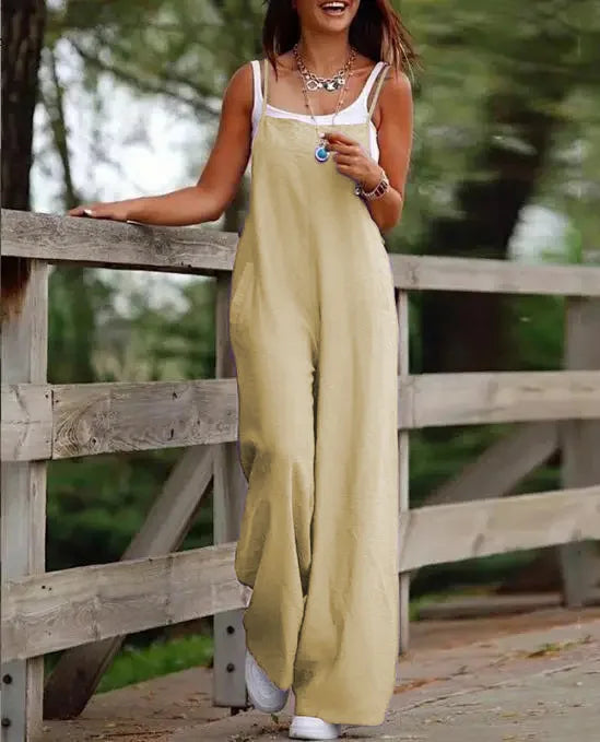 Summer High-Waist Wide Leg Jumpsuit – Full-Length Elegance