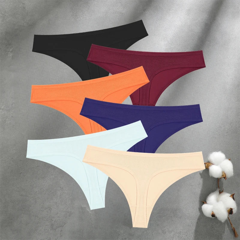 Women's Seamless Cotton Thongs 6-Pack | Low-Rise G-String | OWNLUXE