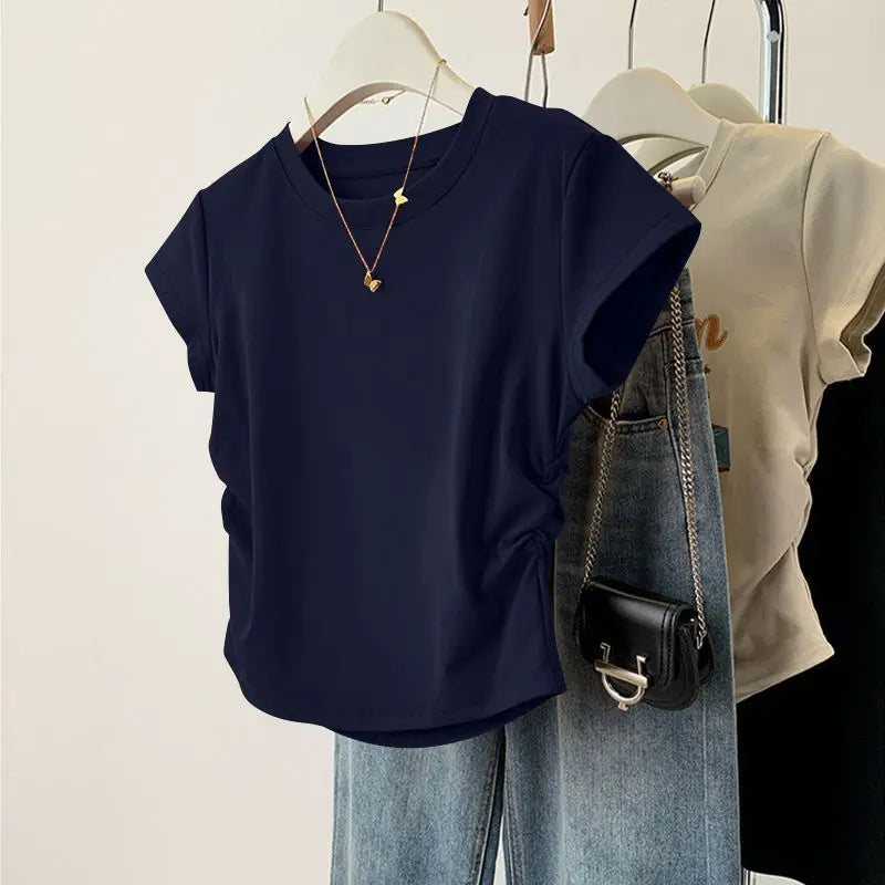 Slim-Fit Round-Neck Blouse | OWNLUXE