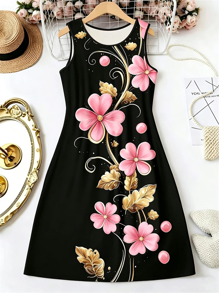 3D-Print Floral Print Sleeveless Printed Street | OWNLUXE