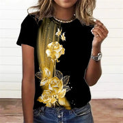 Summer Fashion Women's T-shirt 3d Floral Print Tee Large | OWNLUXE