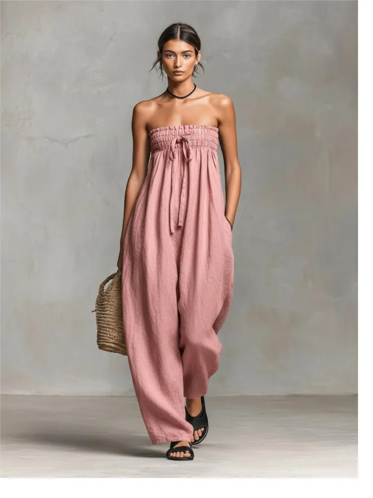 Women's Wide Leg Sleeveless Jumpsuit (Sky Blue) | OWNLUXE