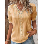 Load image into Gallery viewer, Women&#39;s Slim-Fit V-Neck Lace Blouse – Lightweight &amp; Stylish for Summer

