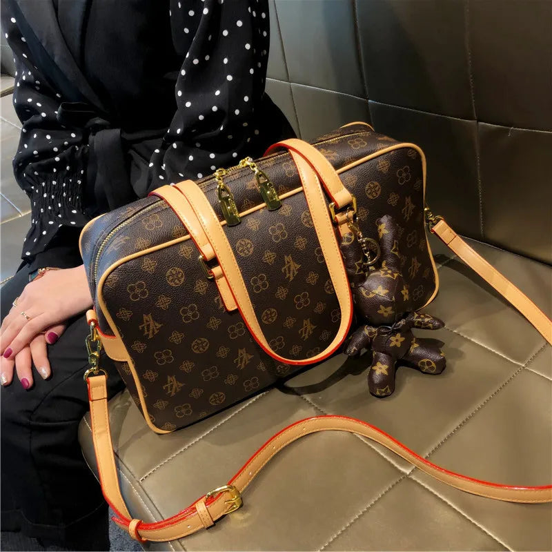Large Capacity Boston Travel Bag - Minimalist PU Leather Shoulder Bag | OWNLUXE