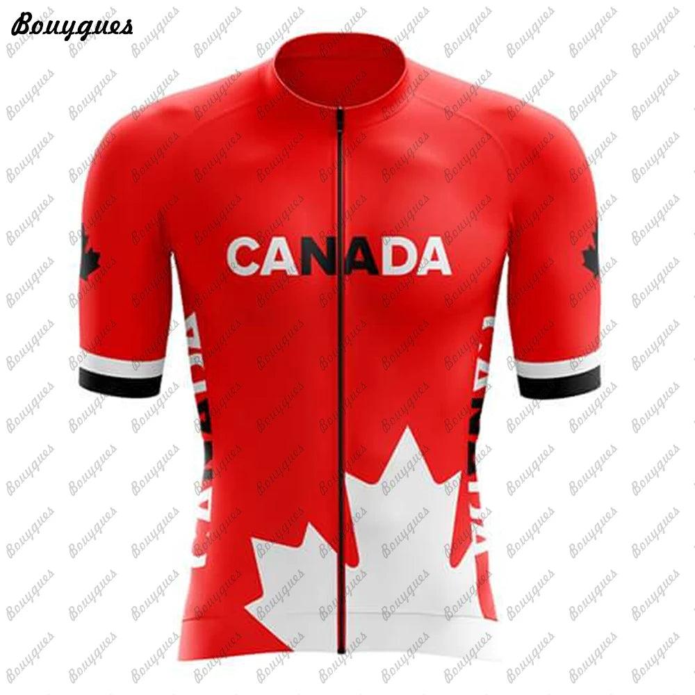 Canada Men Triathlon Short Sleeve Cycling Jersey Sets Pants | OWNLUXE