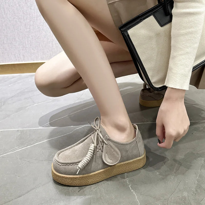Women's Lace Leather Loafers (Khaki) – Shop at OWNLUXE