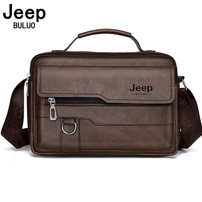 Men's PU Leather Business Tote Bag - Multi-Compartment Brief