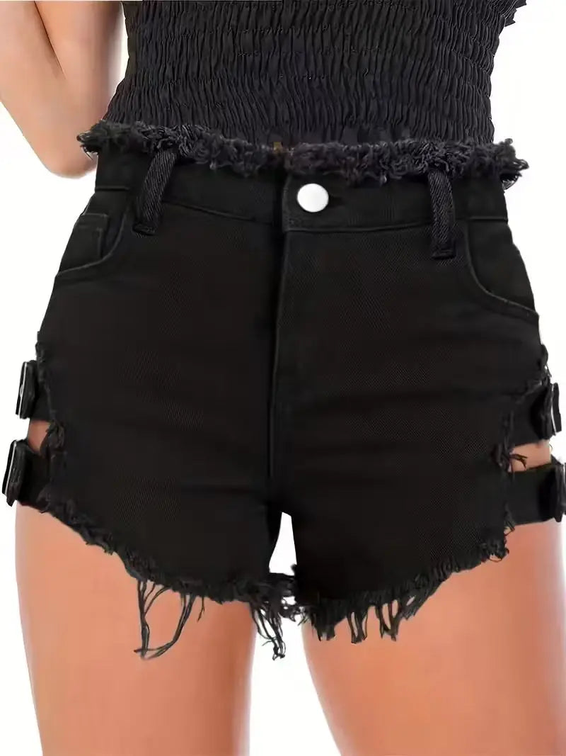 Women's Adjustable Denim Mini Shorts | OWNLUXE
