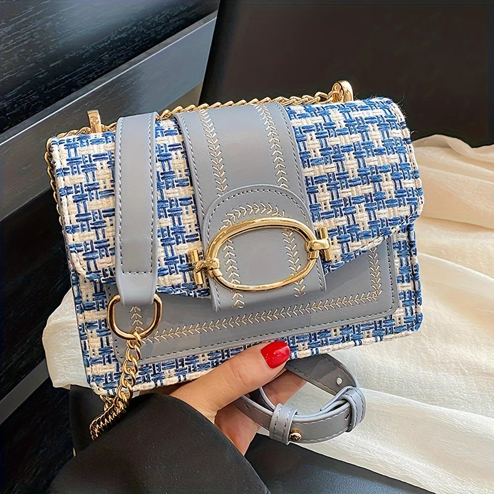Chic Mini Plaid Tweed Crossbody Bag - Adjustable Strap Satchel | OWNLUXE