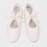 Women's Round Toe Lace Leather Loafers (White) – Shop at OWNLUXE