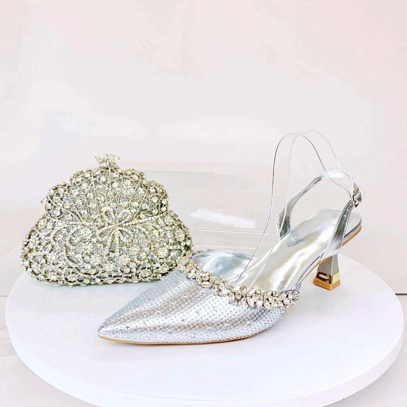 Crystal Sandals and Clutch Bag Set – Rhinestone Party Heels