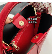 PU Leather Bucket Bag (Red) | OWNLUXE