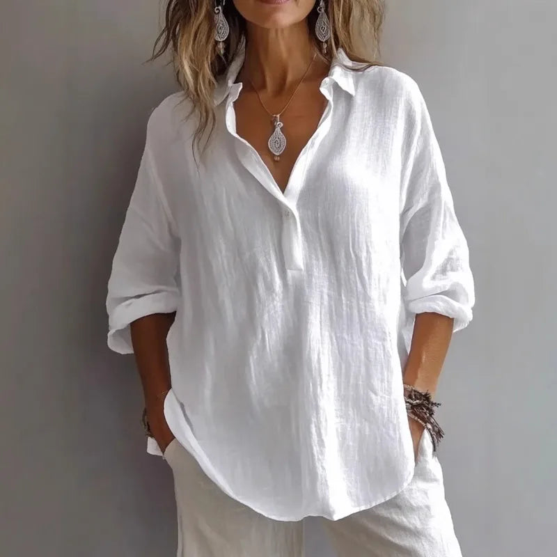 Women's Long-Sleeve Breathable Cotton Top | OWNLUXE