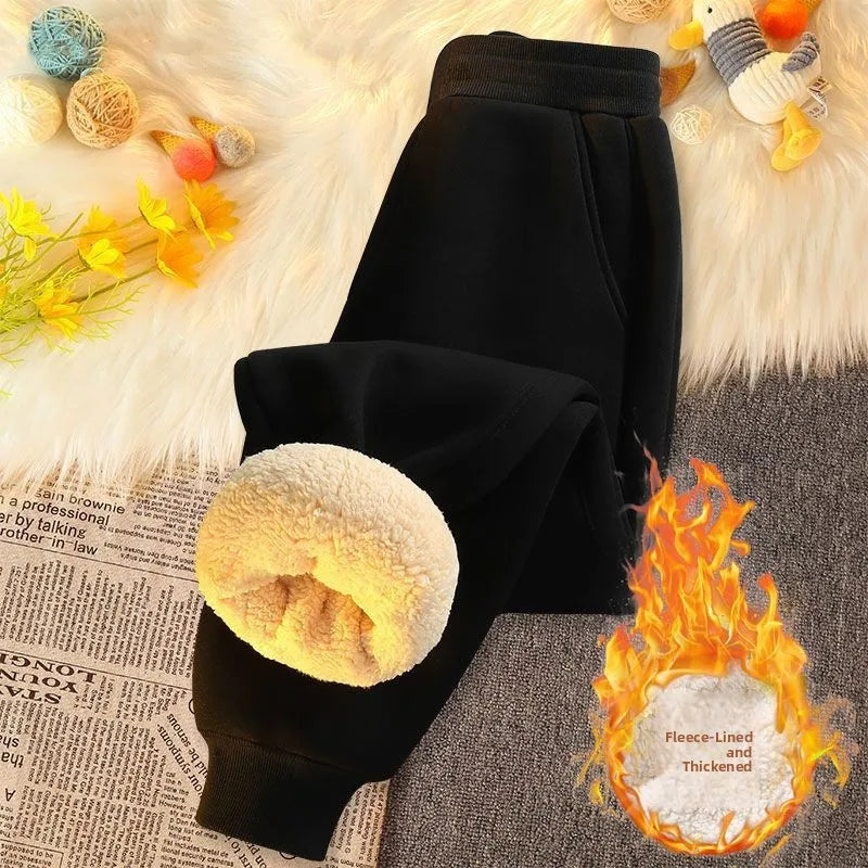 Thickened Lamb Velvet Winter Pants - Fleece Lined Windproof Trousers