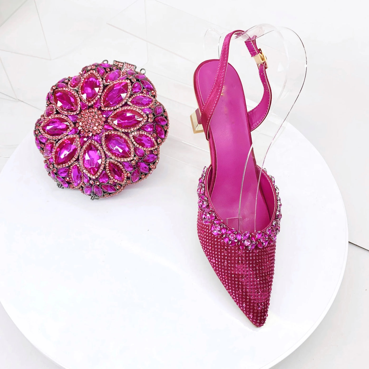 Crystal Sandals and Clutch Bag Set – Rhinestone Party Heels
