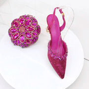 Crystal Sandals and Clutch Bag Set – Rhinestone Party Heels