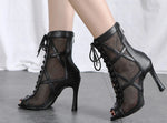 Load image into Gallery viewer, Mesh Zip Dance Ankle Boots – Cuban Heel Ballroom &amp; Latin

