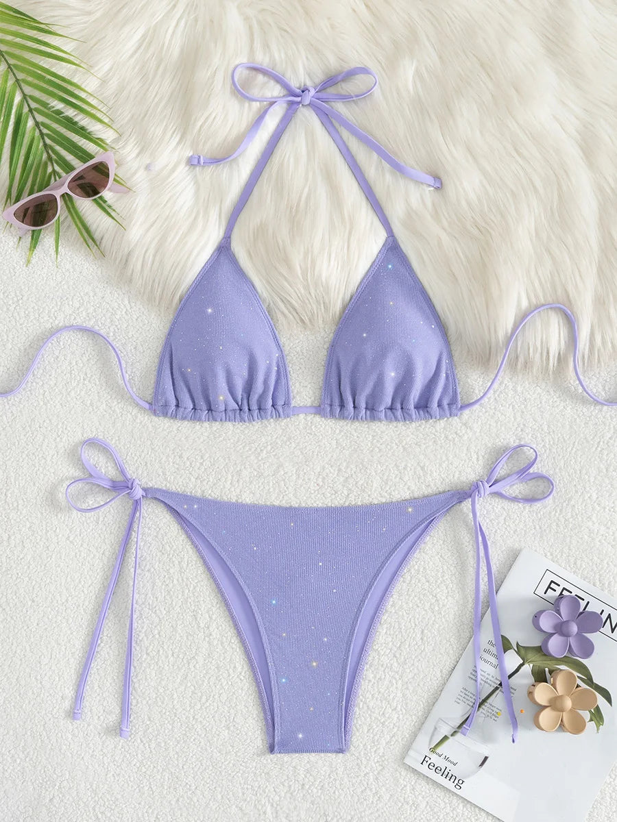 Women's Halter Bikini Shiny | OWNLUXE